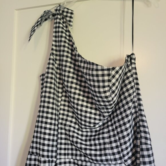 Donating 2/22 NWT [By Anthropologie] One-Shoulder Gingham Midi Dress - Picture 5 of 12